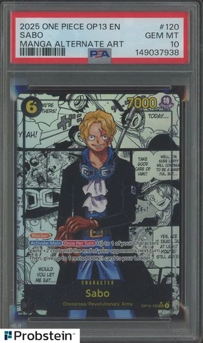 2025 One Piece OP13 En Manga Alternate Art #120 Sabo PSA 10 GEM MINT