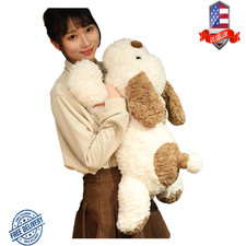 Weighted Dog Plush Toy, Realistic Plush Material, 25.5 Inch, Brown, Sleeping and