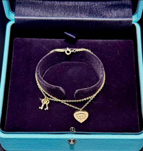 Please Return To Tiffany 18K Gelbgold Herz und Schlüssel Love Armband. Nagelneu - Bild 17 von 19