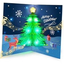 Christmas Cards, Musical Merry Christmas Card with Lights, 3D Pop Up Card