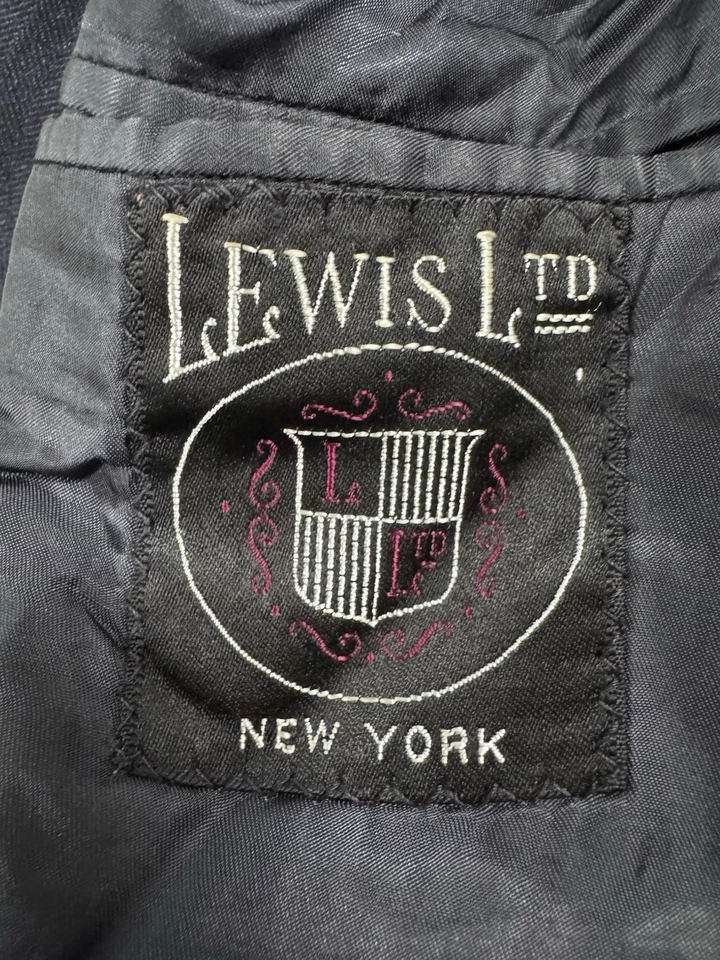 Traje Vintage Años 60 A Medida Para Hombre 42L Espiga Azul Marino Lana 2 Piezas Hecho en EE. UU. Foto 2 de 4