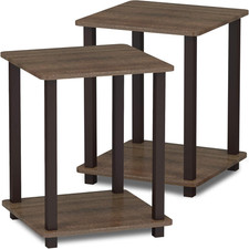Simplistic Set of 2 End Table, Walnut/Brown
