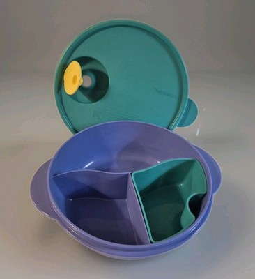Tupperware Crystal Wave Plus 3 Divided Dish Microwaveable #3859A Lid 2649B