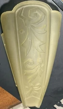 Art Deco Slip Shade -Yellow Frosted Glass - Geometric/Floral Design