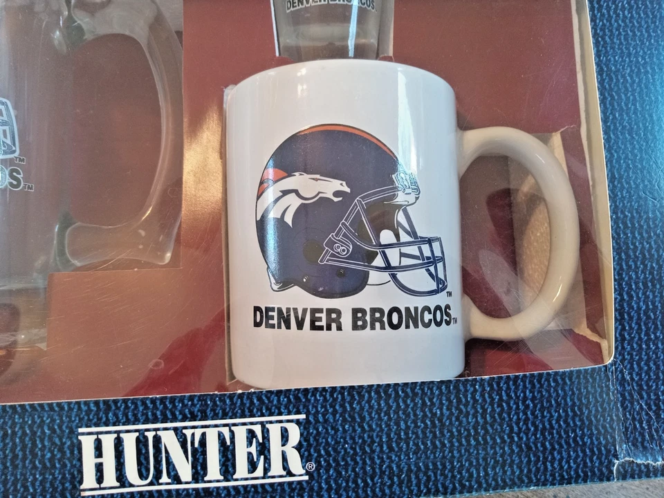 Nuevo juego de ventiladores de los Denver Broncos, tazas de café y cerveza de colección tarjetas coleccionables Foto 3 de 4