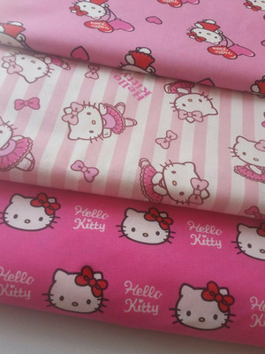 Stoffreste 3x50x140 cm Hello Kitty 100% Baumwollstoff Lizenzstoff  rosa-pink