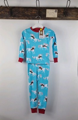 Hatley Pyjama blau weiß rosa Weihnachten Einhorn Bio-Baumwolle neu mit Etikett Größe 2 Jahre