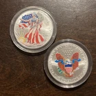1999 & 2000 American Silver Eagle In Full Color .999 Fine Silver 1 Oz Coin -2pc