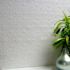White Textured Paintable Wallpaper Original Derby RD124 Floral Victorian Style