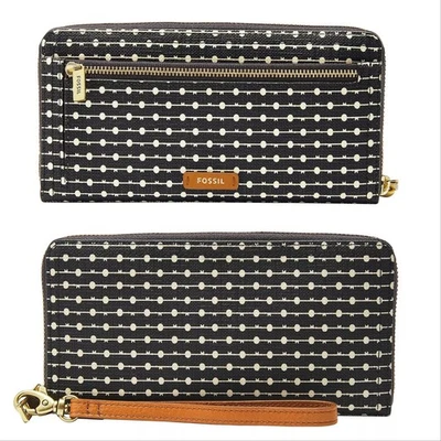 Neu! FOSSIL Logan RFID Zip Around Wallet Clutch Wristlet Handy Geldbörse mit Riemen - Bild 1 von 4