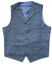 UNBRANDED CLASSIC TAILORED 4-POCKET GREY TWEEDY HERRINGBONE WAISTCOAT/VEST M
