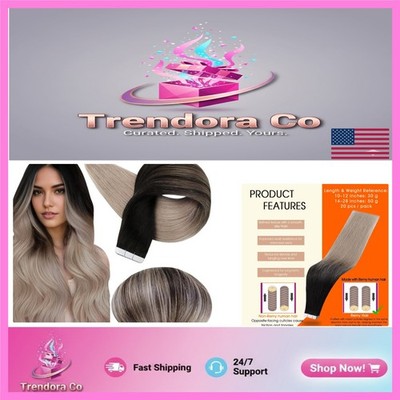 12 Inch Ombre Tape In Hair Extensions 1B/18 Real Human Remy for Effortless Style