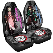 Tanjiro And Nezuko Car Seat Covers Custom Mix Mangas Car Accessories