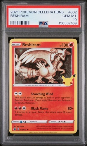 PSA 10 Reshiram #002 Pokemon Celebrations 250001