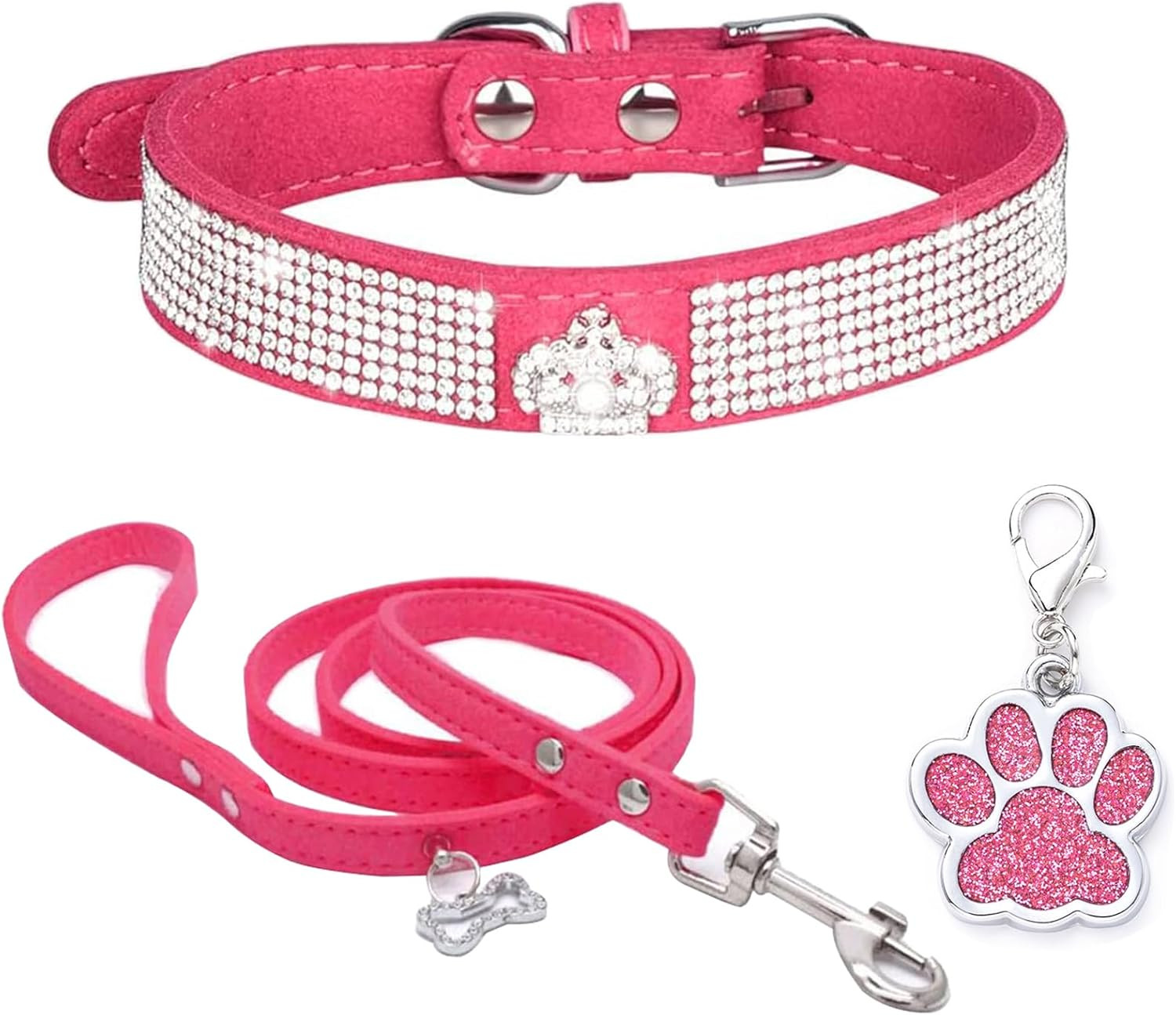 Set Collare Velluto e Pelle con Strass per Piccola Taglia - Qualità