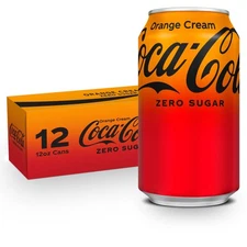 Coca Cola Zero Sugar Orange Cream Soda 12 Oz Cans Pack 12 Refreshing Flavor