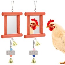 1-Set Chicken Chew Toy, 2 Mirror Toys and 2 Beak Grinding Stone Orange 