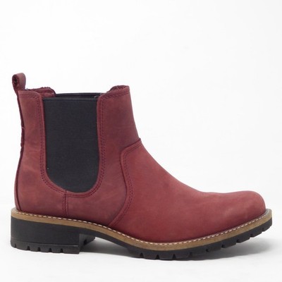 ECCO Elaina Women Boots Red Leather Chelsea Lug Sole 38 / 7US