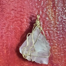 Pendant Handmade Necklace Colorful Beach Sea Glass Wire Wrapped 3035 P