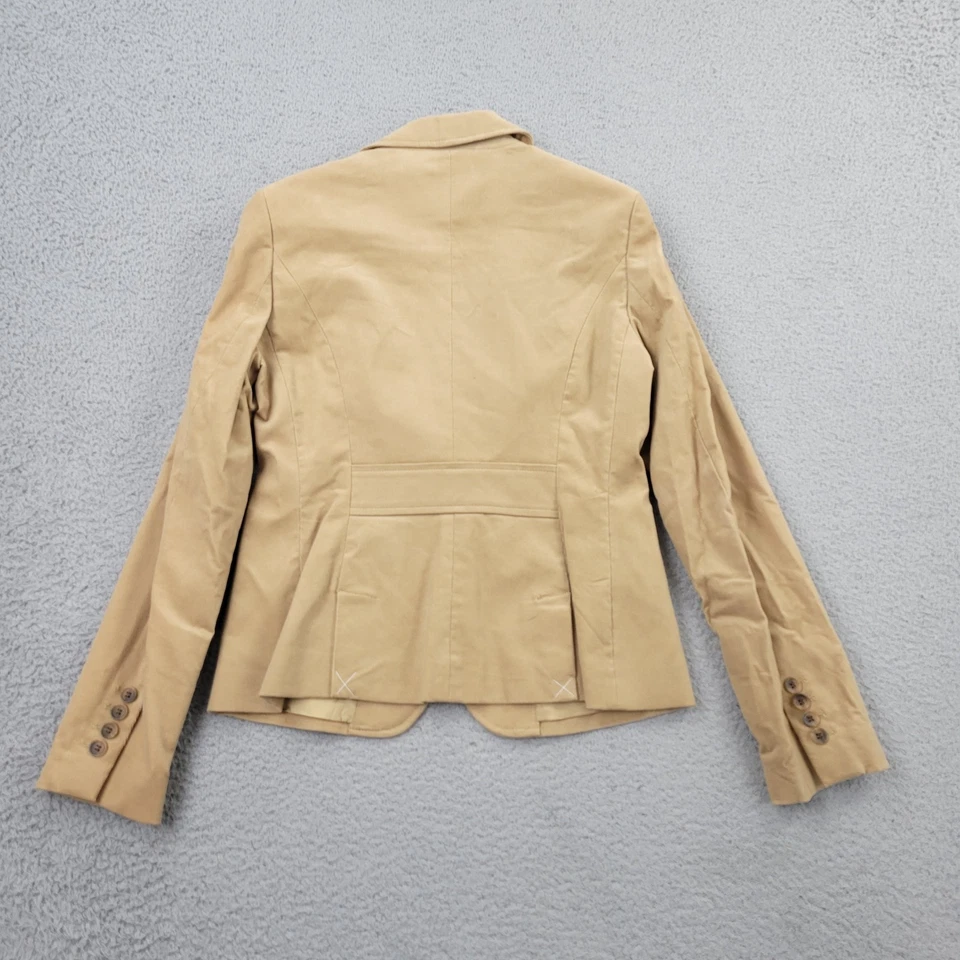 Blazer Ann Taylor LOFT Mujer 4 Pana Beige Bolsillos Botón Manga Larga Foto 2 de 4