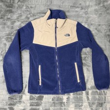The North Face Fleece Jacket Womens XS Blue Tan Polartec Full Zip Colorblock