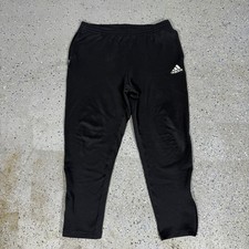 Vintage Adidas Sweatpants Mens XL Black Drawstring Leg Zip Snap Warmup Gym