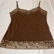 NY Co. Vtg Cami Floral Lace 90s Tank Top Y2K Fairycore Brown Whimsigoth Preppy