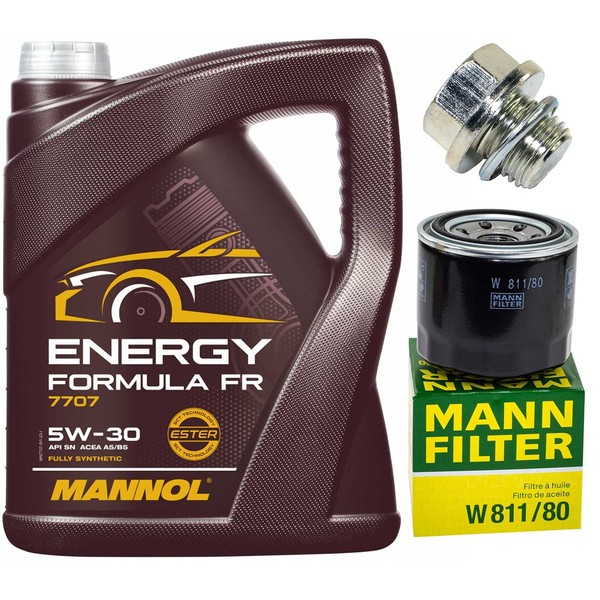 MotoröL Filter Set Mannol 5W30 5 Liter + Schraube FüR Hyundai Kia Mitsubishi 2.0-image