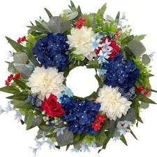 24 Inch Patriotic Wreath for Front Door,4th of July Wreaths with Red White Blue