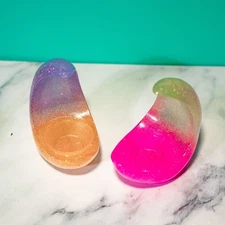 Set Of 2 Moon Shaped Glittery Candle Holders Home Decor