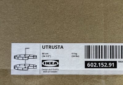 IKEA UTRUSTA Corner Base Cabinet Carousel 88cm 2 Swivel Shelves 602.152.91