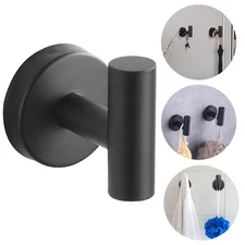 Heavy Duty No-Drill Stainless Steel Suction Cup Coat Hook Black Removable