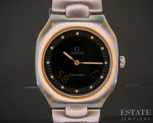Vintage Omega Seamaster Polaris 18k & Stainless Digital Mens Watch p21211