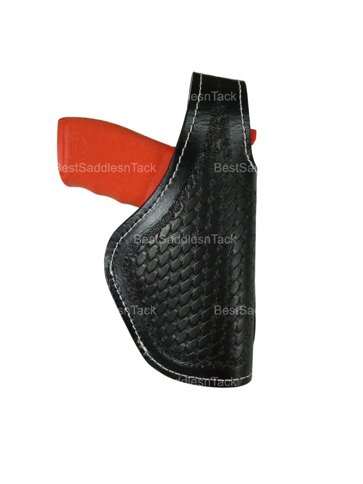 Leather Holster Hellcat Pro Thumb Retention 9mm OWB Basket Tooled 3 Way Carry - Image 2 of 4