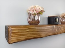 Fireplace Mantel  Shelf Aged Beam 4x6  Chunky Solid Rustic Pine Wood Handmade