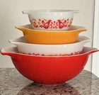 Pyrex Friendship Cinderella Mixing Bowl Set Of 4 Red Yellow 441 442 443 444