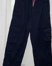 Mini Boden Boys Navy Cargo Pants Elastic Waist Drawstring Pockets 11Y