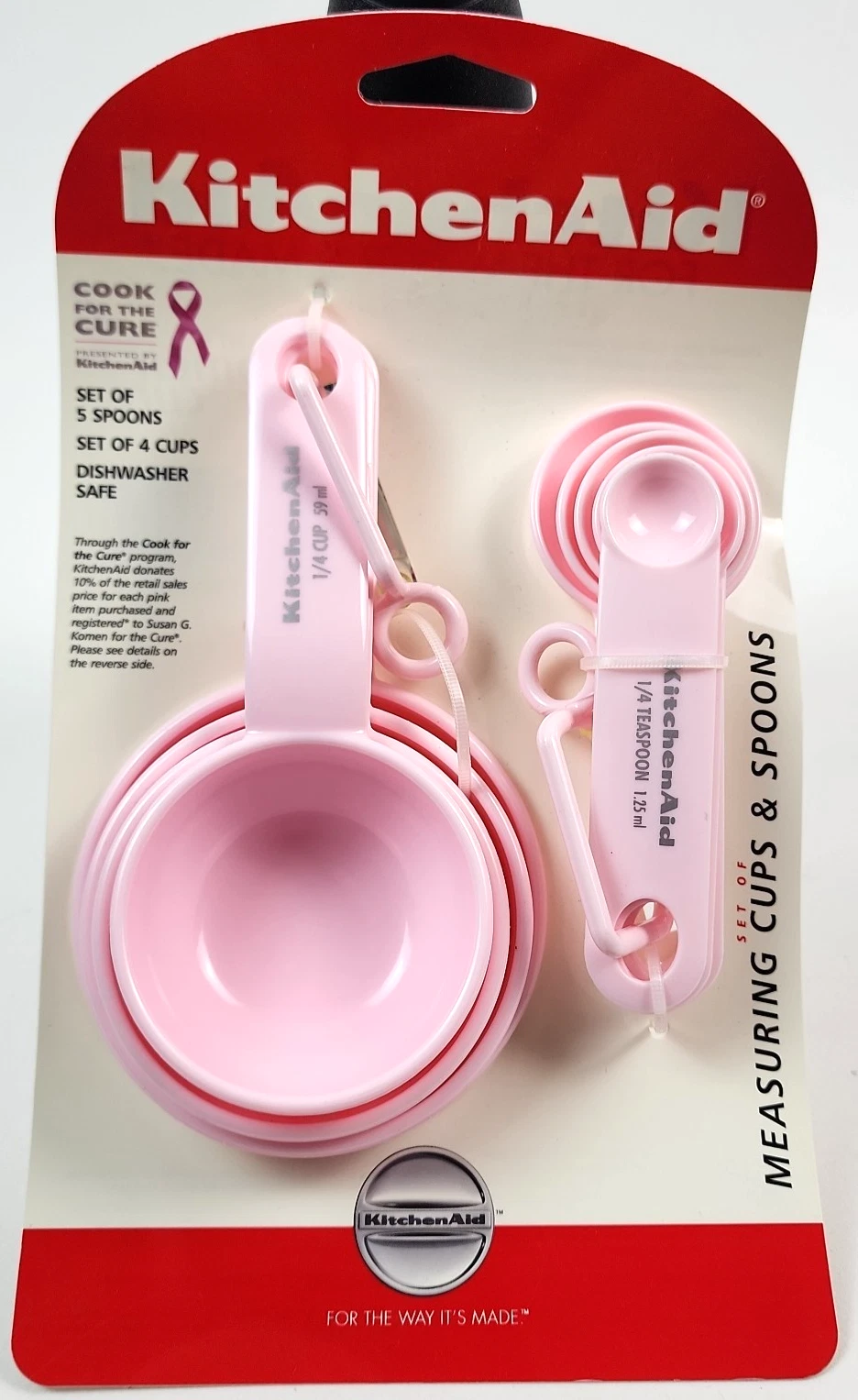 KitchenAid Cook for the Cure Pink Measuring Cups & Spoons Set 9 Pc New