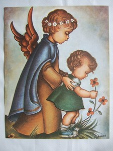 Catholic-Print-Picture-GUARDIAN-ANGEL-with-GIRL-Religious-Christian-11x14