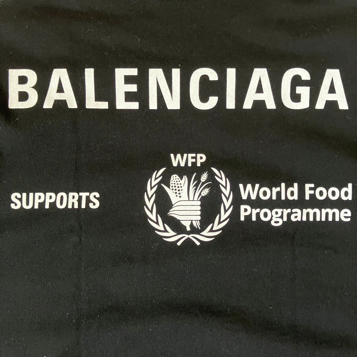 BALENCIAGA World Food Programme Men SZ S Black Cotton Logo