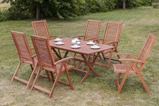 Merxx 7tlg. Cordoba Set 4 Cordoba Klappsessel 1 Klappausziehtisch 110/160x90 cm