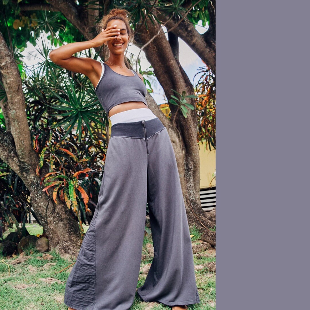 Free People FP Movement borderline Wide Leg Pants Charcoal