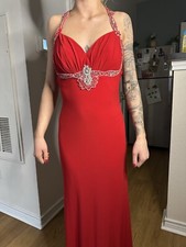 Red Breaded Prom Dress