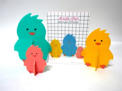 Adorable Kailo Chic Set of 3 Acrylic Chicks 4'', 6'' & 8'' Tall