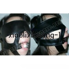 Unisex Binding Open Mouth Gag Blindfold Eye Mask Harness Restraint Rings