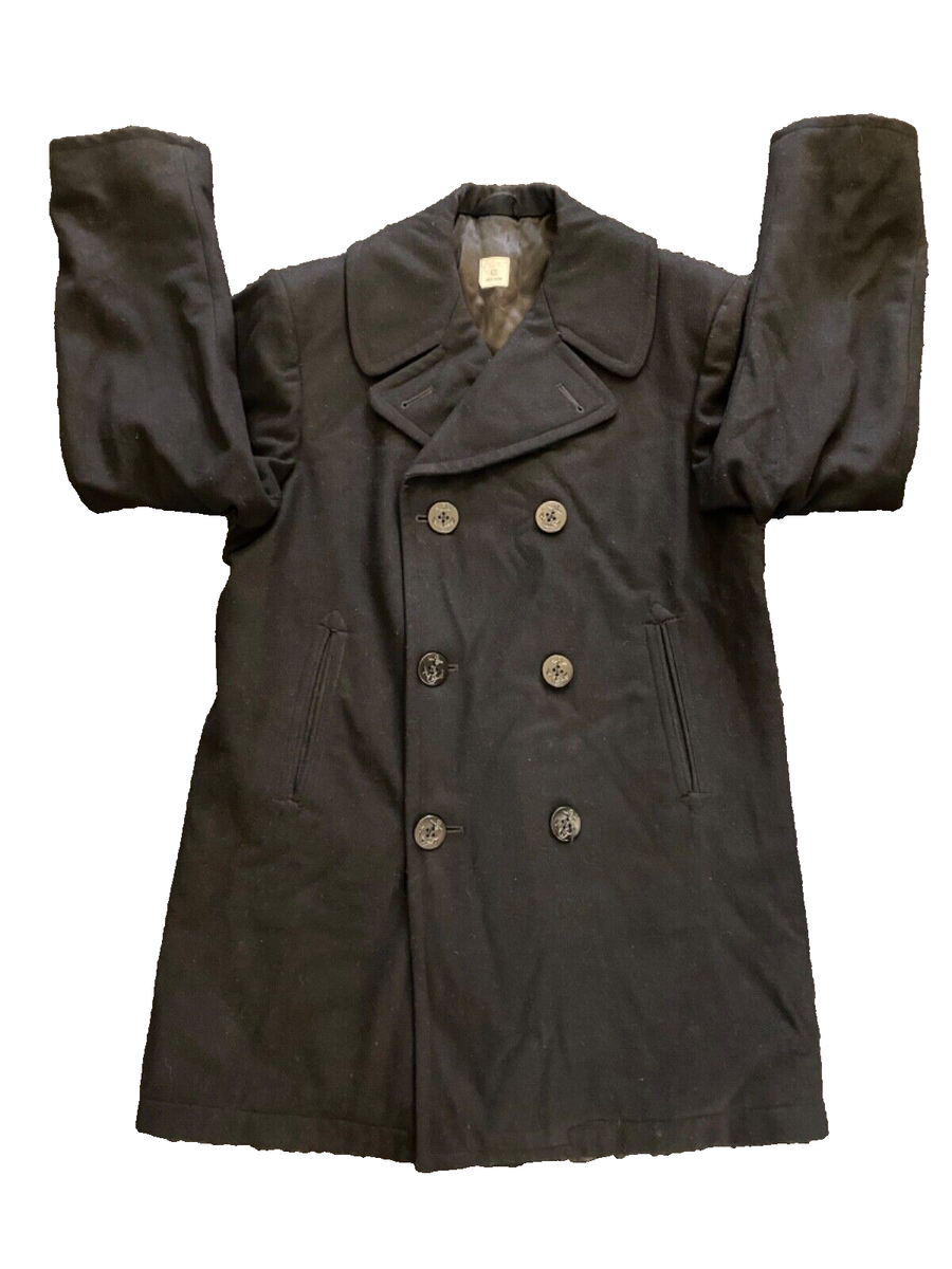 Vintage 1940's US Navy Double Breasted Pea Coat Naval Clothing