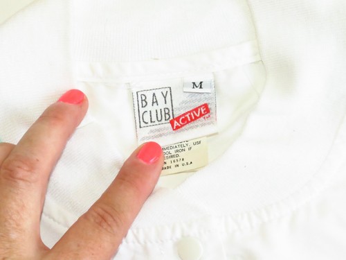 Vintage Pastel Color Block Full Zip Jacket Bay Club Active White 90s Size Medium - Picture 6 of 7
