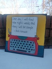 Quadro citazione Jack Kerouac, pannello di legno 10 x 10, trova le parole giuste, autore