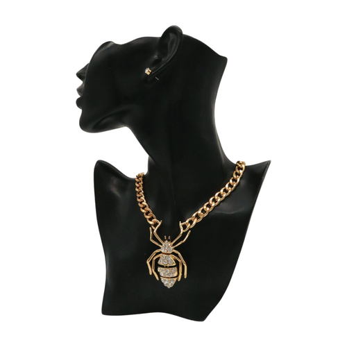 Damen Modeschmuck Gold Metall Kette Glieder Lange Spinne Halskette Grusel Insekt