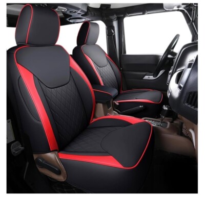 Coverado Seat Covers 4-Door Fullset for Jeep Wrangler JK JL, Leather Car Seat Co